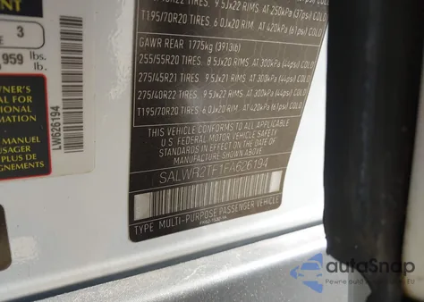 2015 Land Rover Range Rover Sport 5.0L V8 Supercharged z USA, uszkodzony, nr VIN SALWR2TF1FA626194